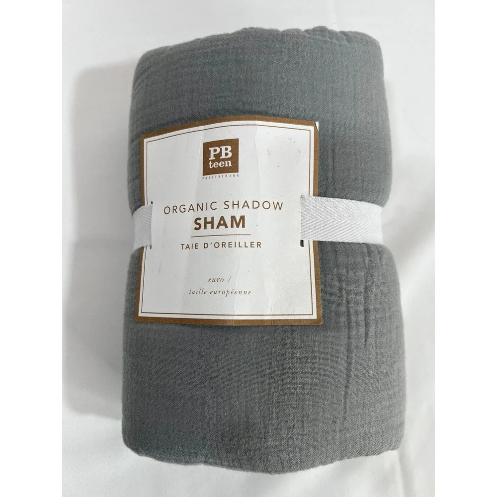 Pottery Barn Teen Sham Standard Shadow Gray Organic Cotton‎ Minimalist